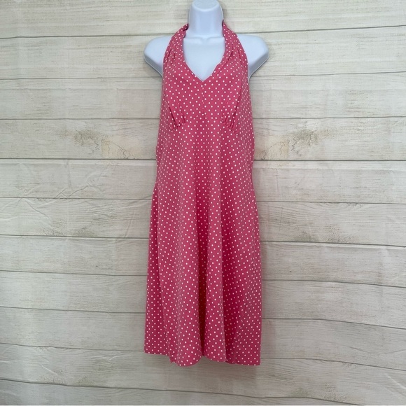 Talbots Pink Polka Dot Halter Tie Neck Dress - Picture 1 of 9